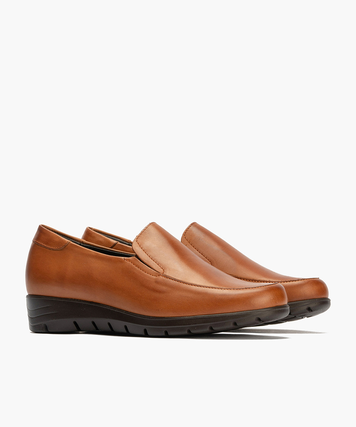 Mocasín Mujer Cuña Baja Marrón Claro