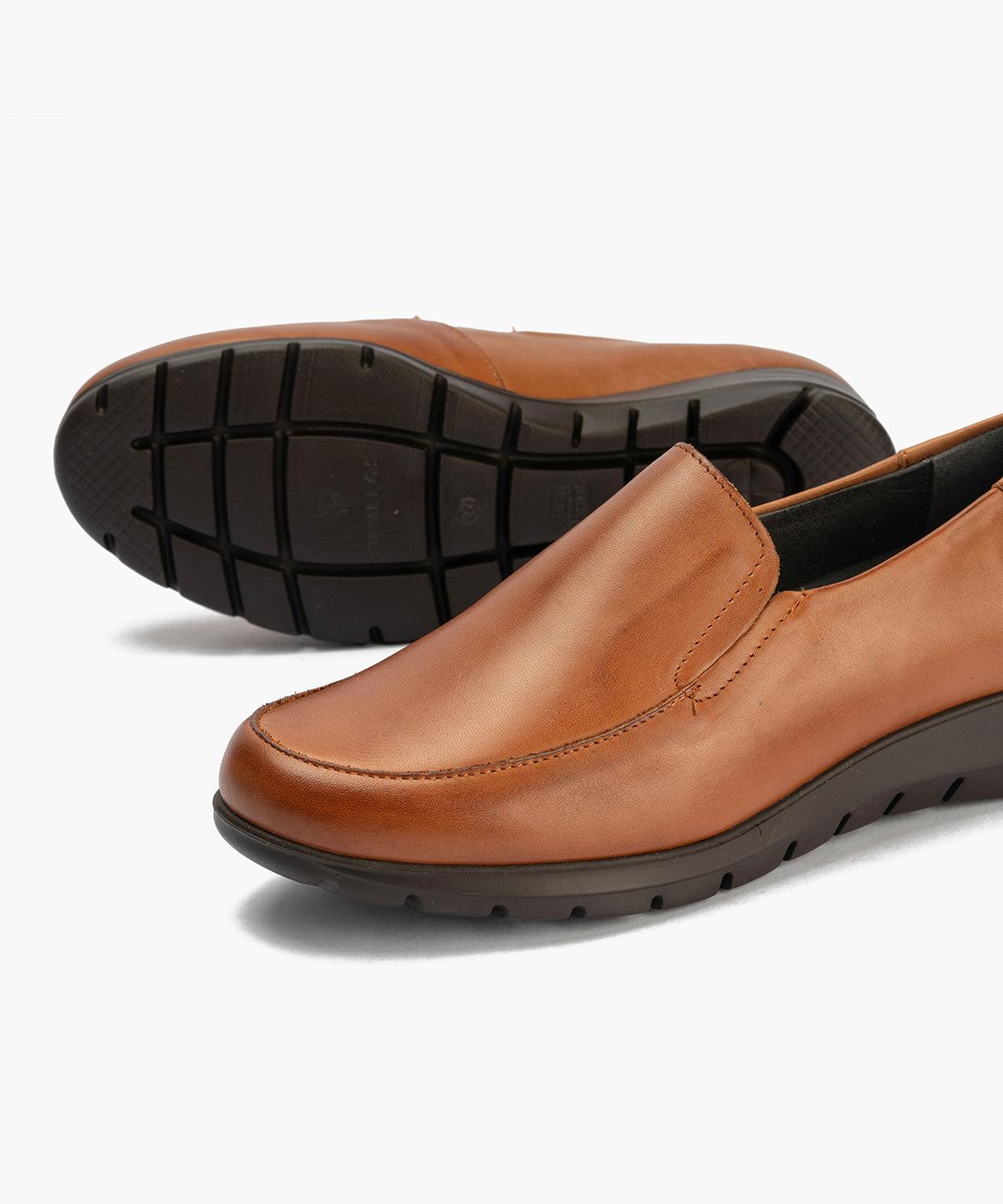 Mocasín Mujer Cuña Baja Marrón Claro