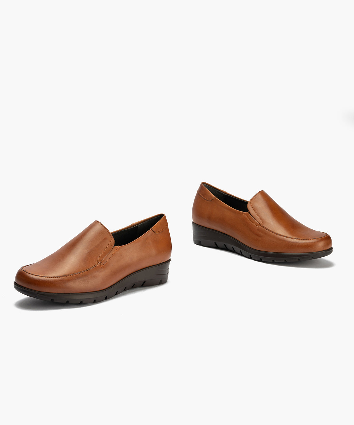 Mocasín Mujer Cuña Baja Marrón Claro