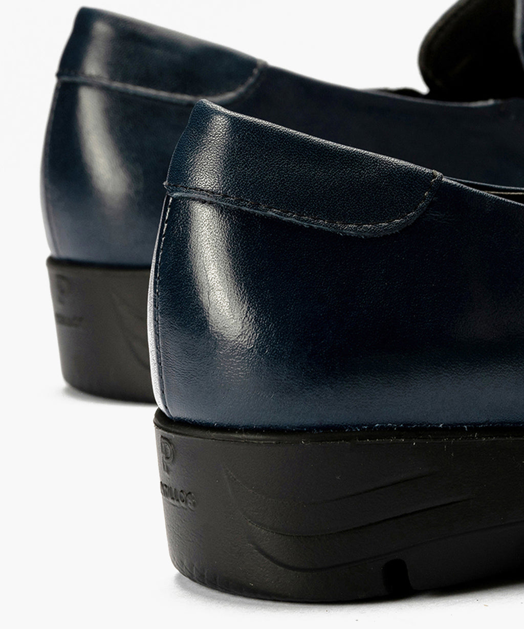 Mocasín Mujer Cuña Baja Azul