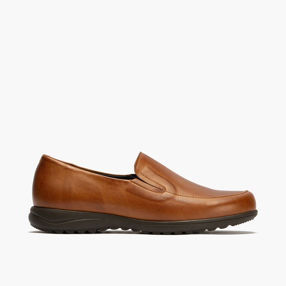 Mocasín Mujer Cuña Baja Marrón Claro