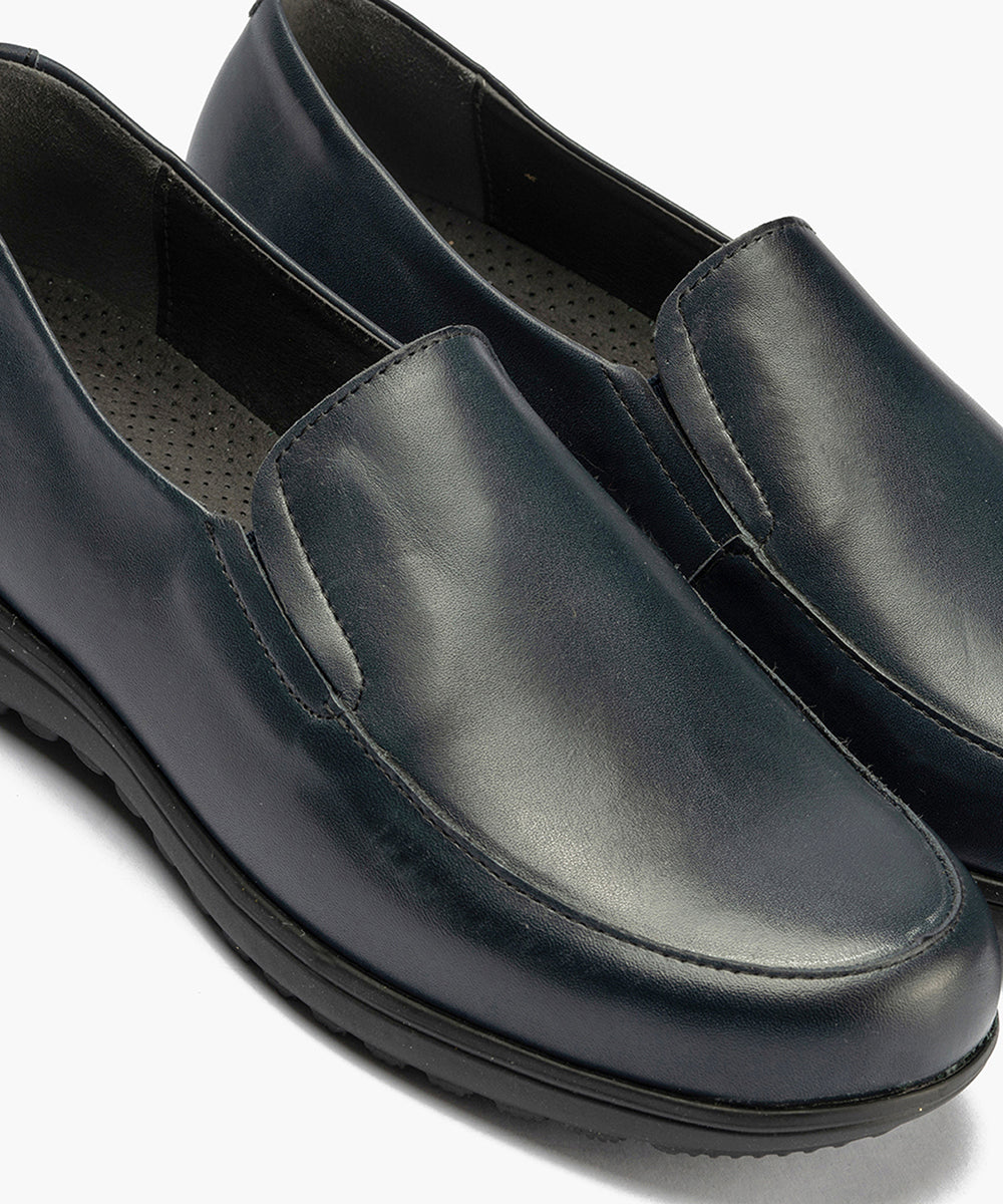 Mocasín Mujer Cuña Baja Azul