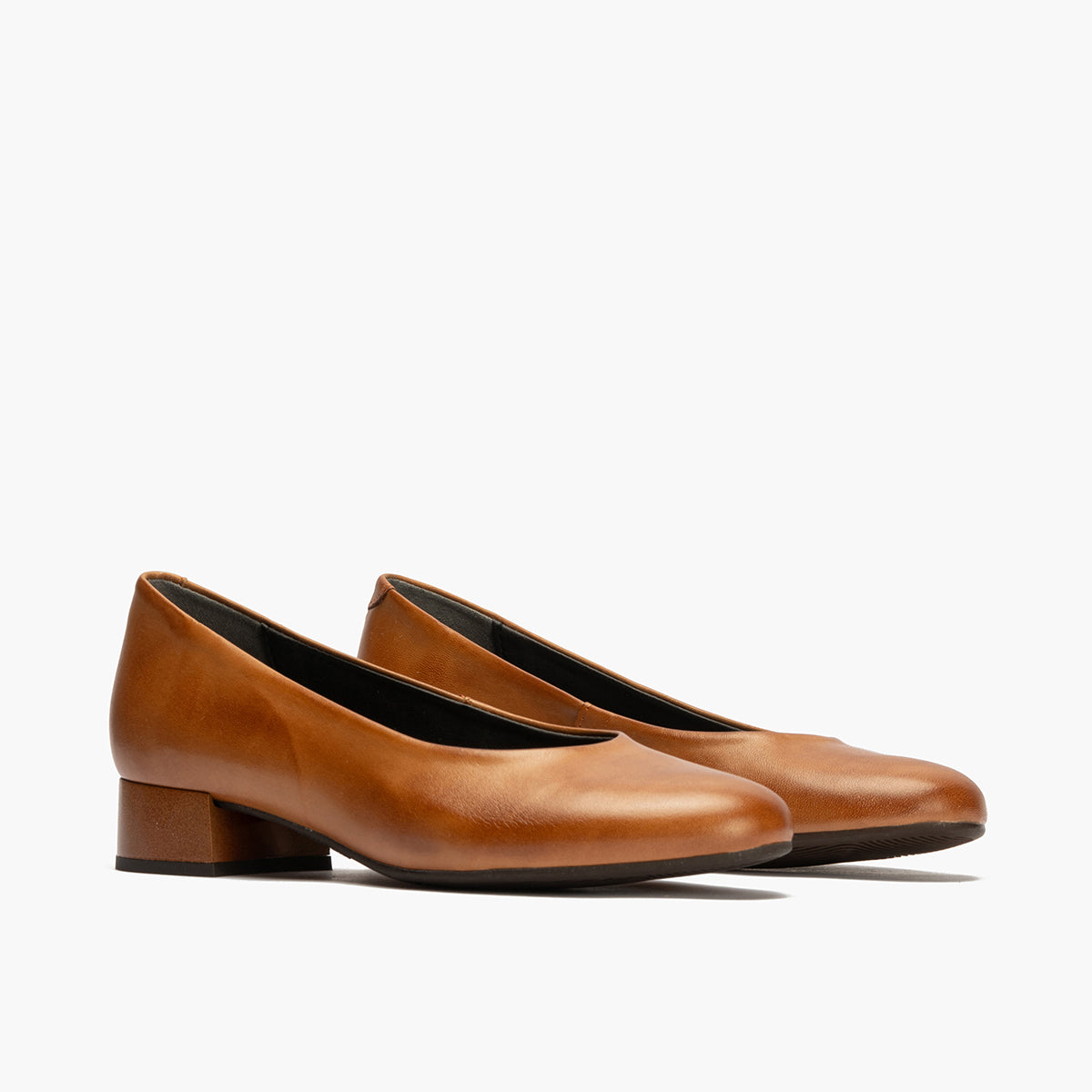 Zapato de Salón Tacón Bajo Marrón Claro