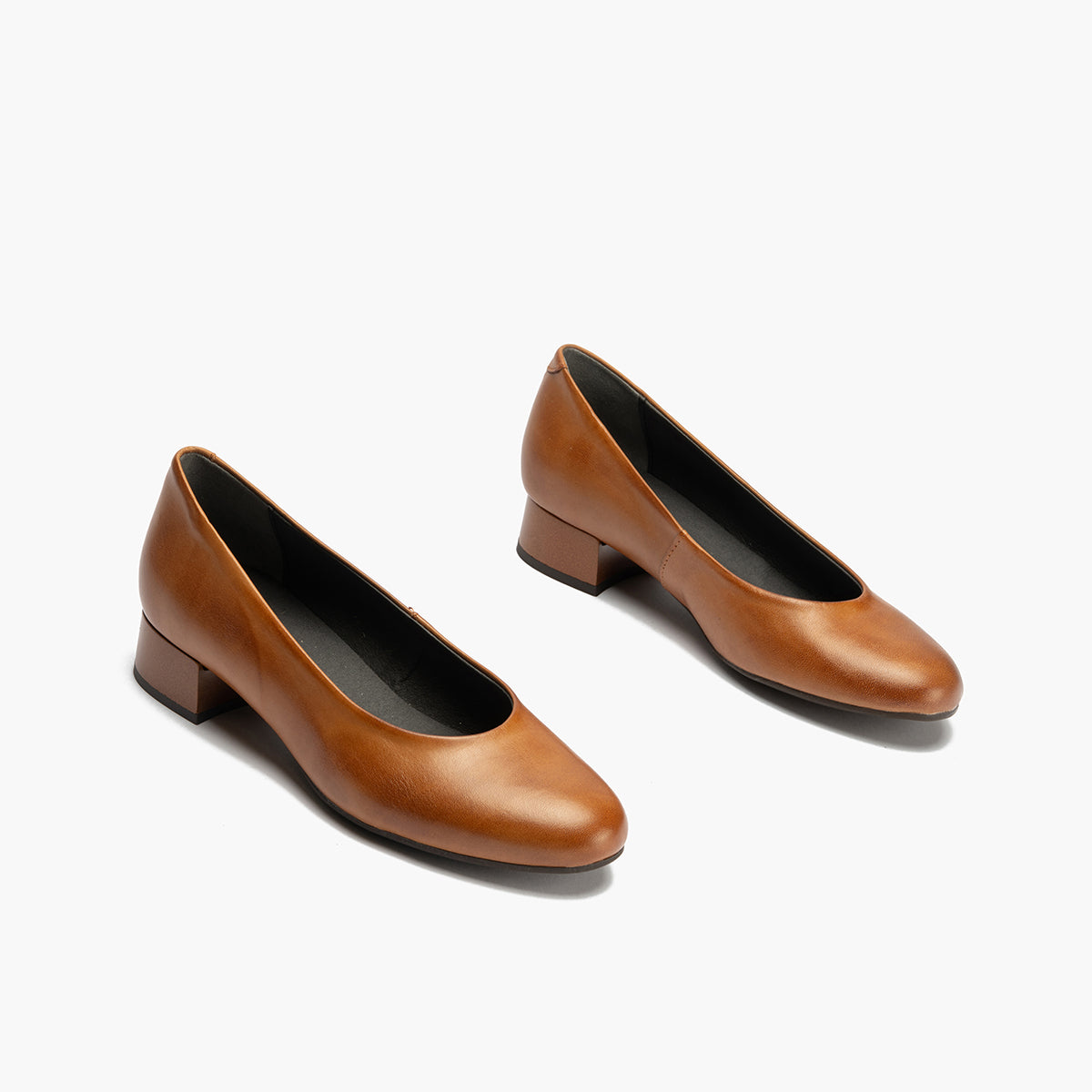 Zapato de Salón Tacón Bajo Marrón Claro
