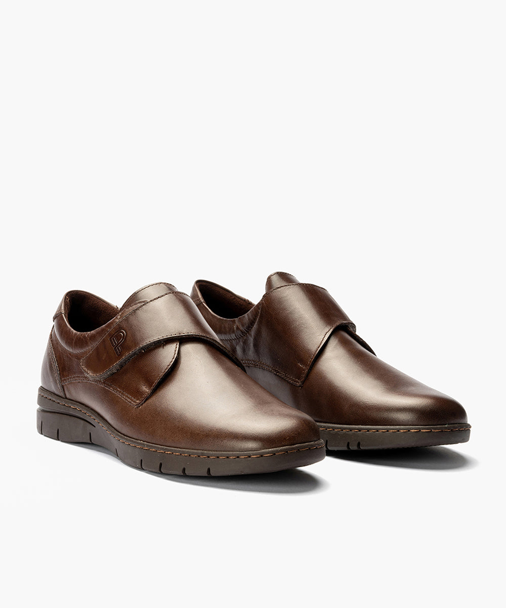 Zapato Blucher Velcri Hombre Marrón