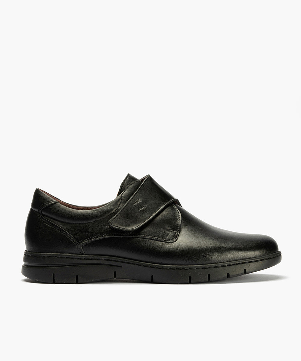 Zapato Blucher Velcro Hombre Negro