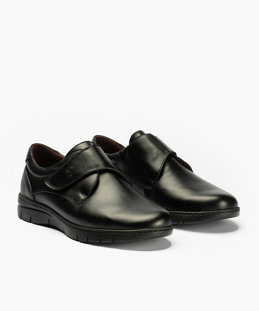 Zapato Blucher Velcro Hombre Negro