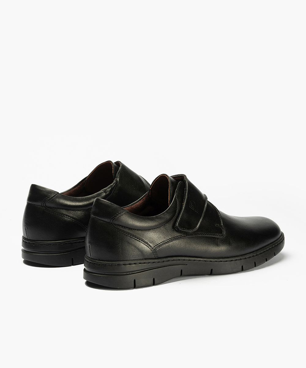 Zapato Blucher Velcro Hombre Negro