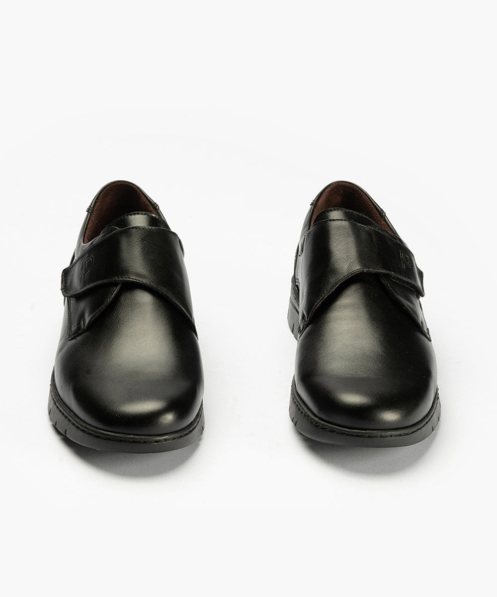 Zapato Blucher Velcro Hombre Negro