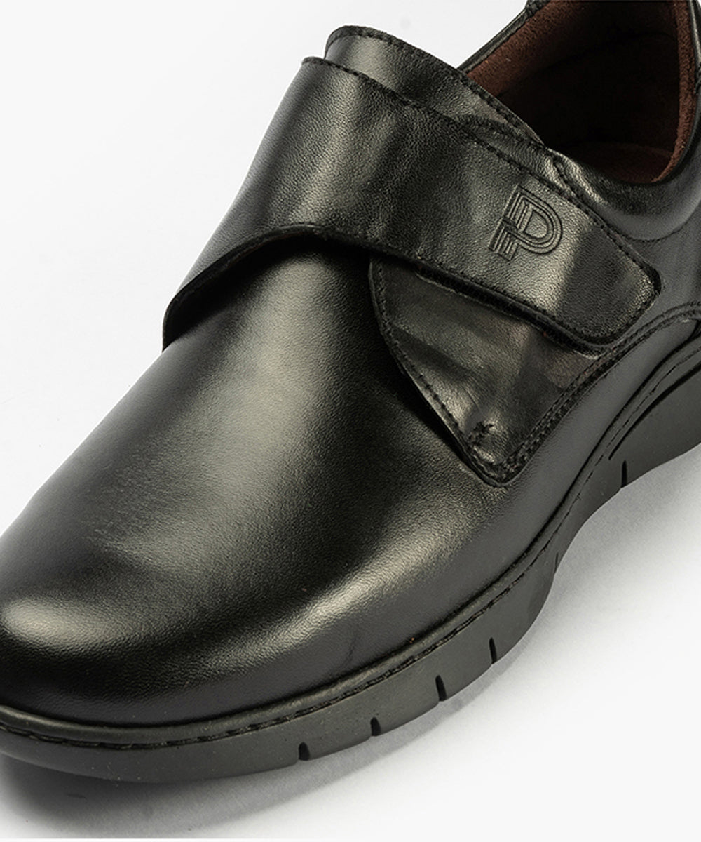 Zapato Blucher Velcro Hombre Negro