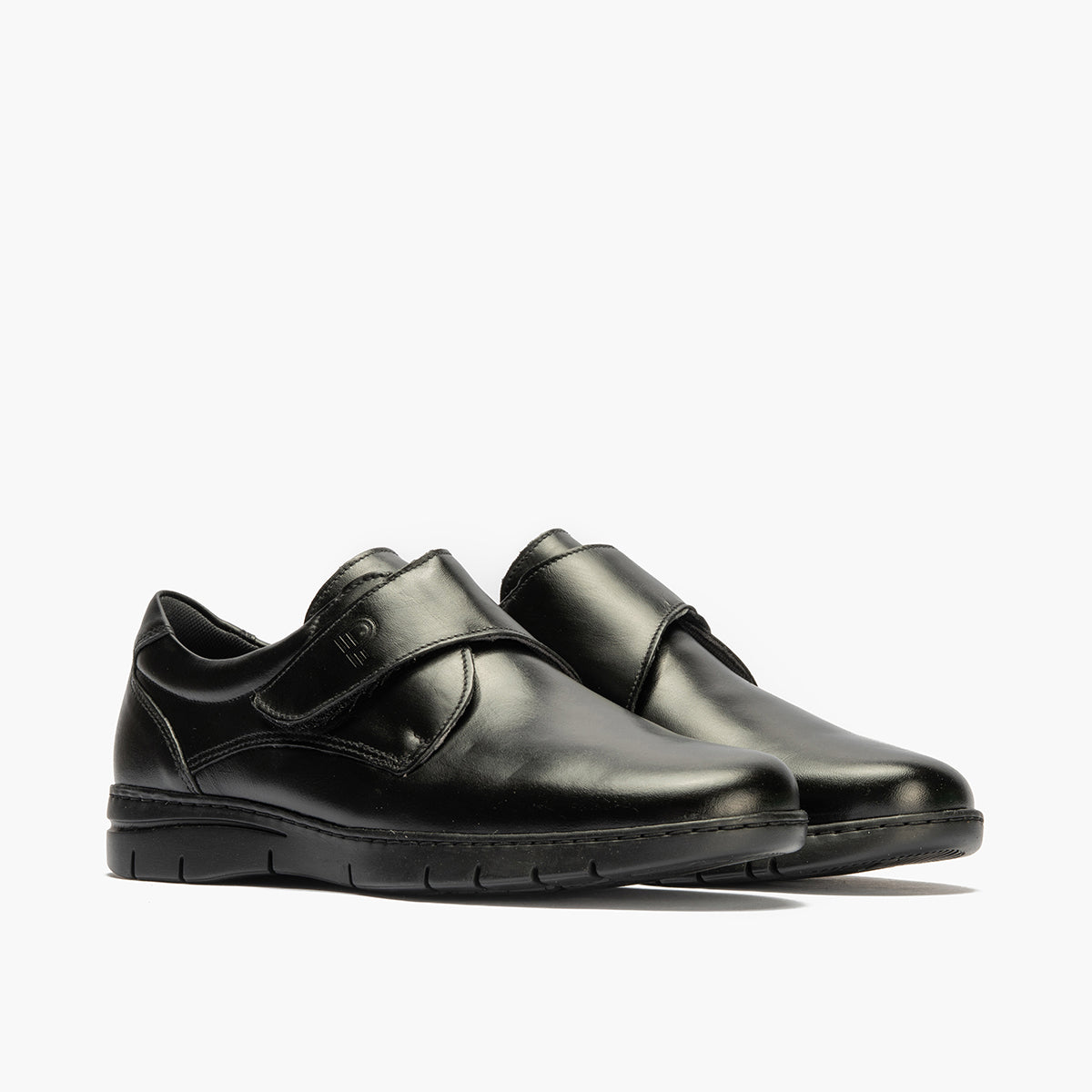 Zapato Blucher Velcro Hombre Negro
