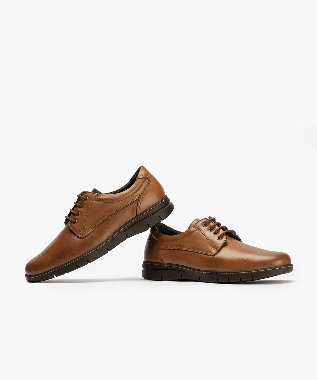 Zapato Blucher con Cordones Hombre Marrón Claro