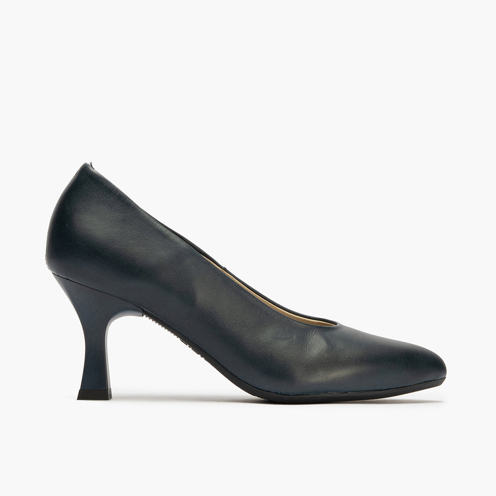 Zapato de Salón Tacón Alto Piel Azul Marino