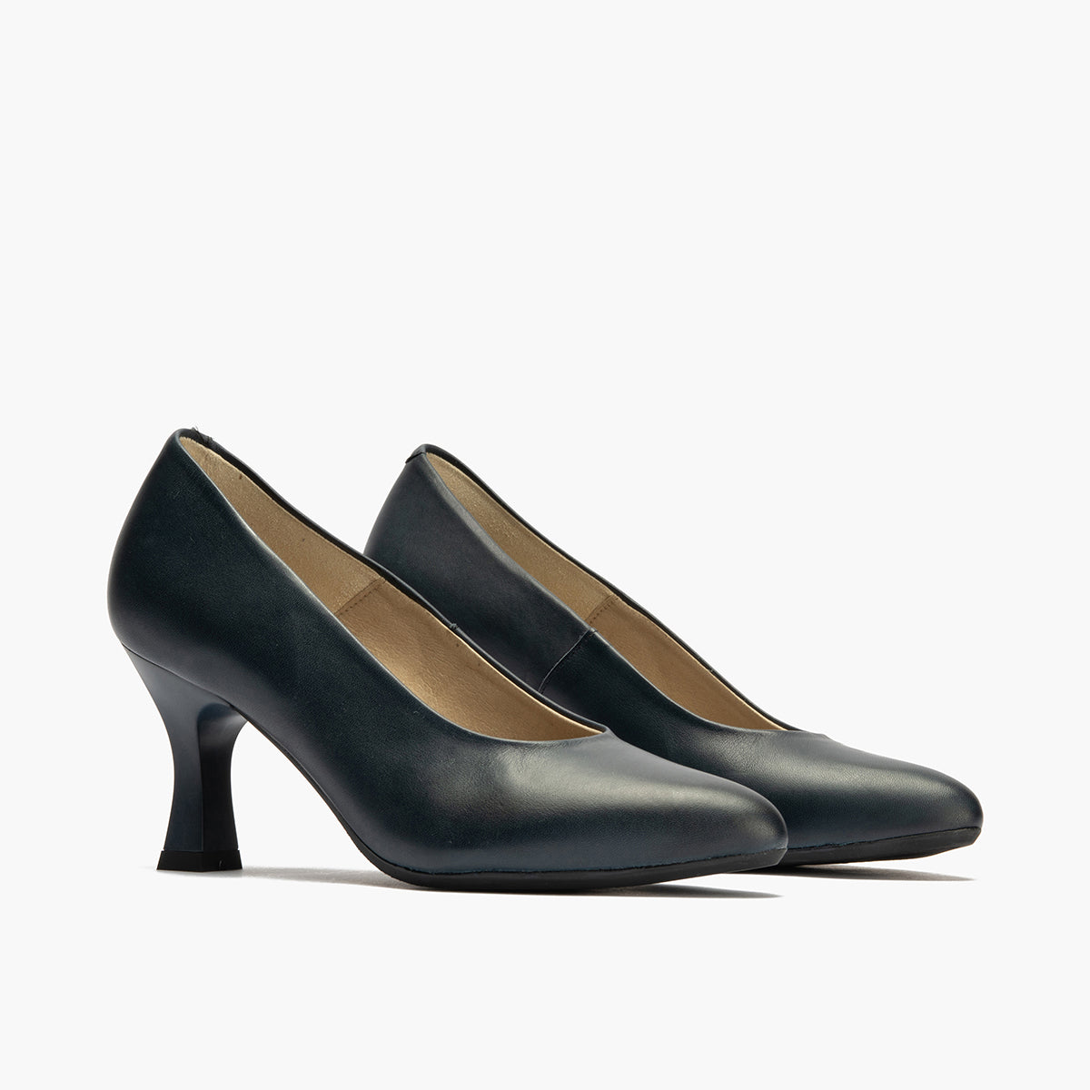 Zapato de Salón Tacón Alto Piel Azul Marino