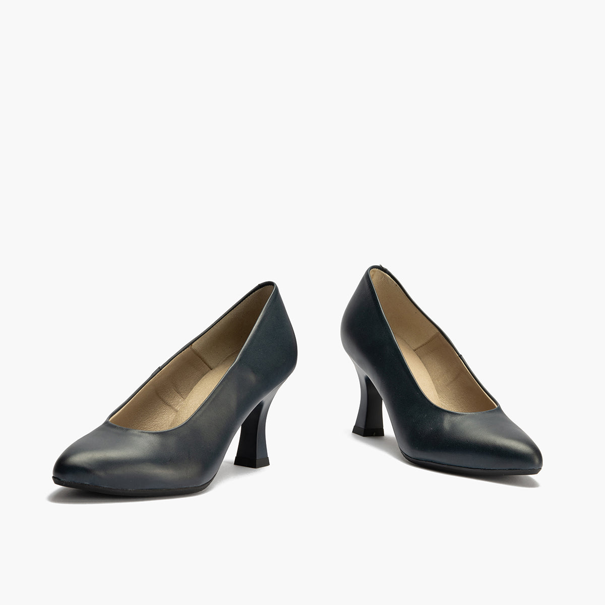 Zapato de Salón Tacón Alto Piel Azul Marino