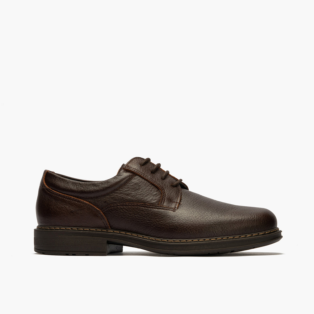 Zapato Blucher Hombre Piel Bombeada Brandy