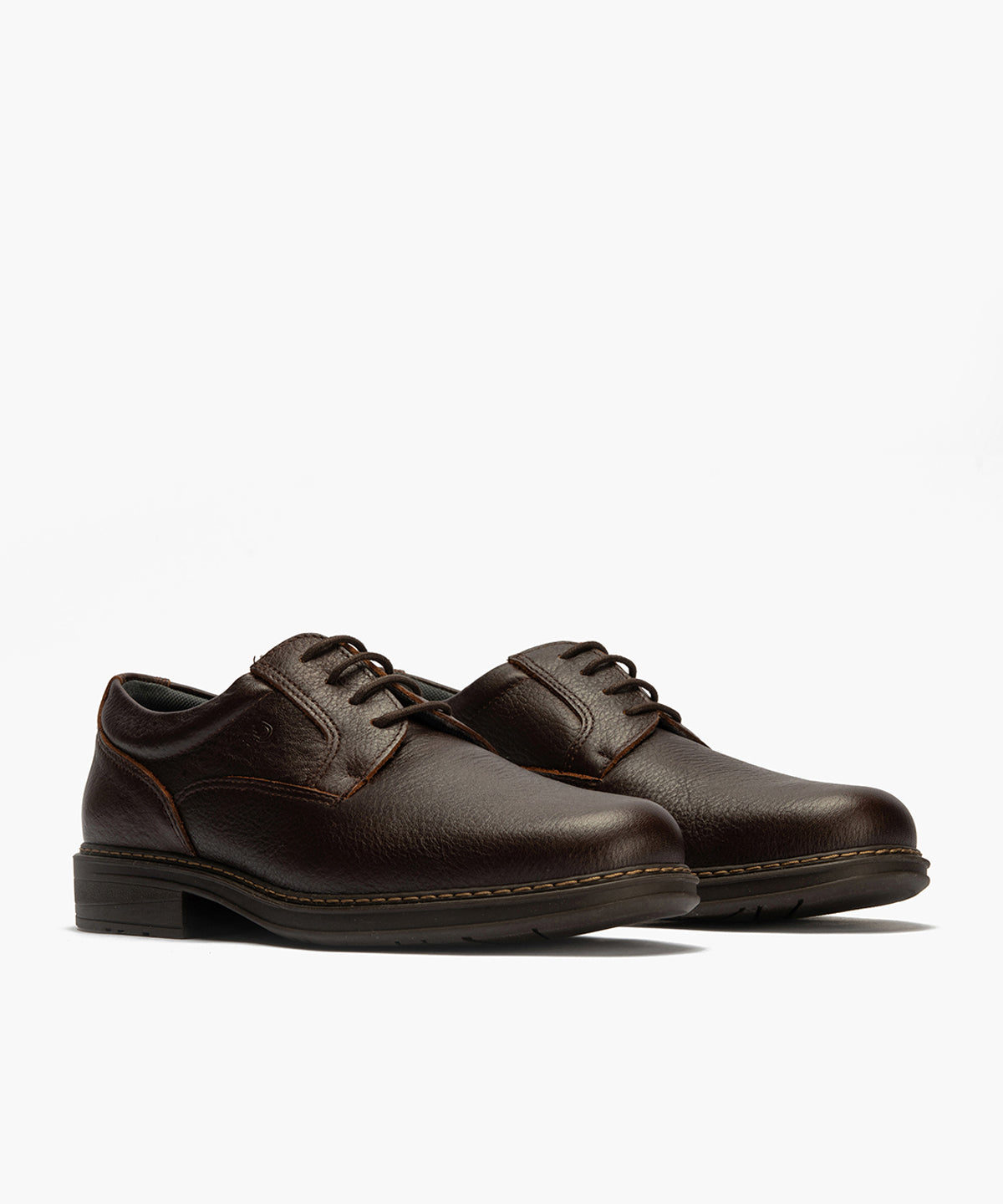 Zapato Blucher Hombre Piel Bombeada Marrón