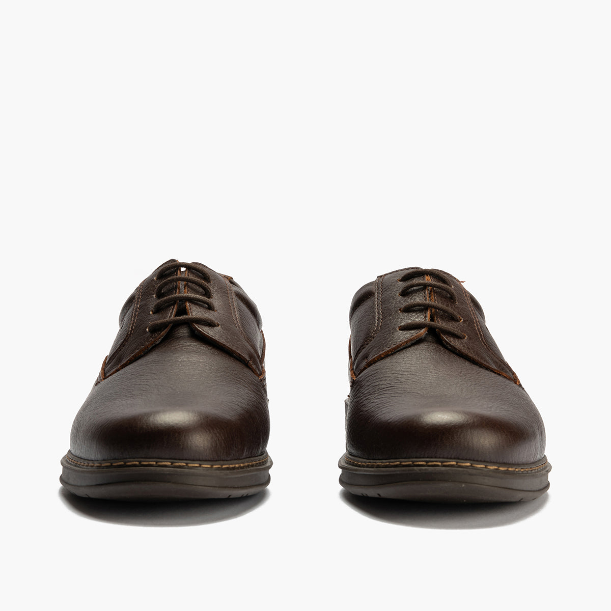 Zapato Blucher Hombre Piel Bombeada Brandy