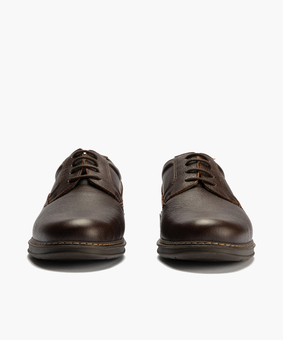 Zapato Blucher Hombre Piel Bombeada Marrón