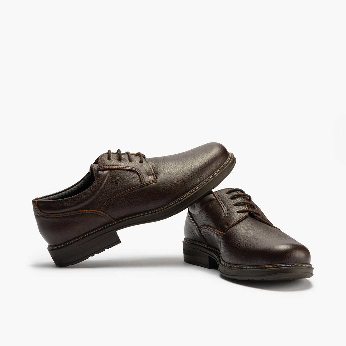 Zapato Blucher Hombre Piel Bombeada Brandy