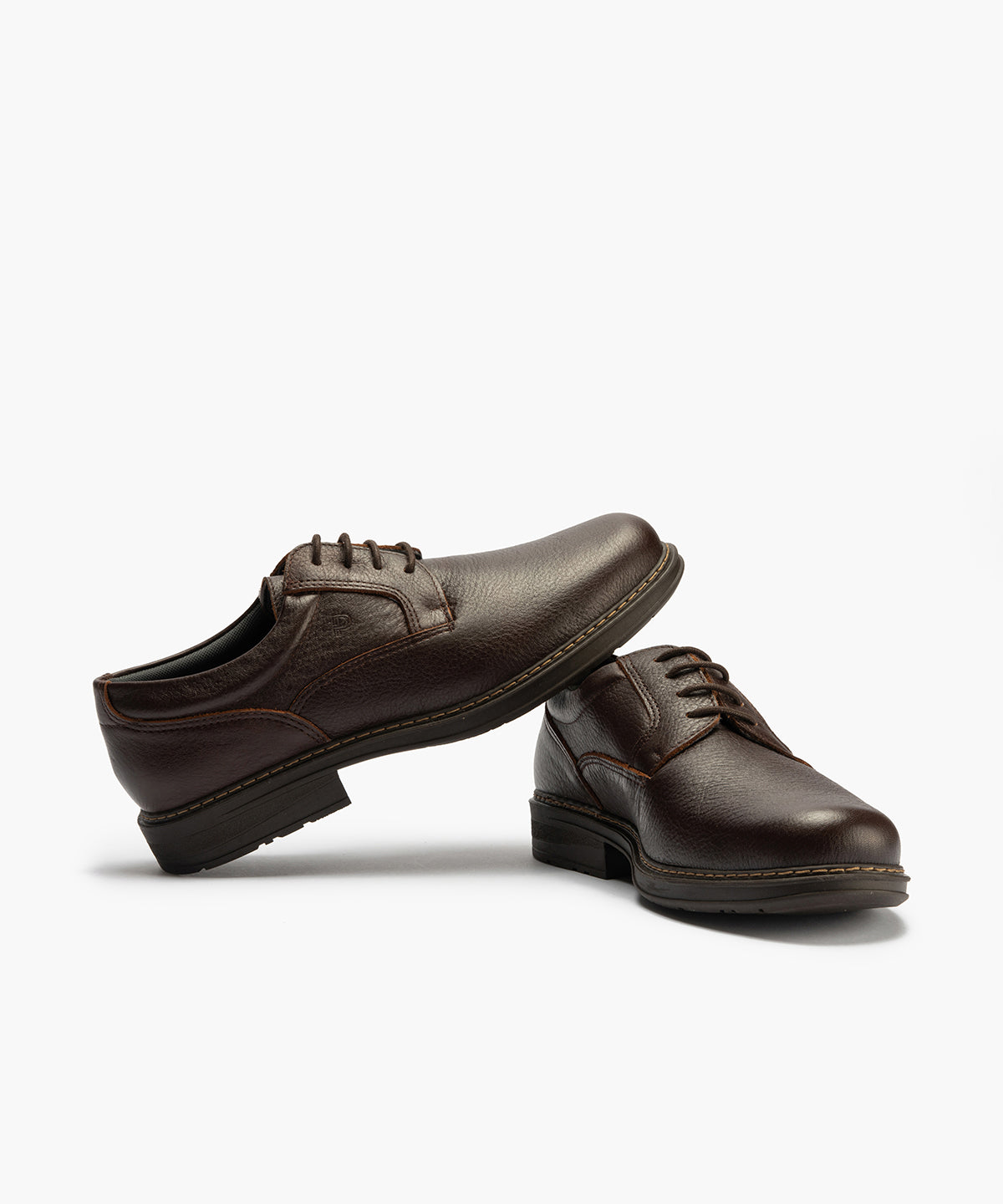 Zapato Blucher Hombre Piel Bombeada Marrón