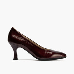 Zapato de Salón Mujer Stiletto Burdeos de Tacón Alto en Piel Charol