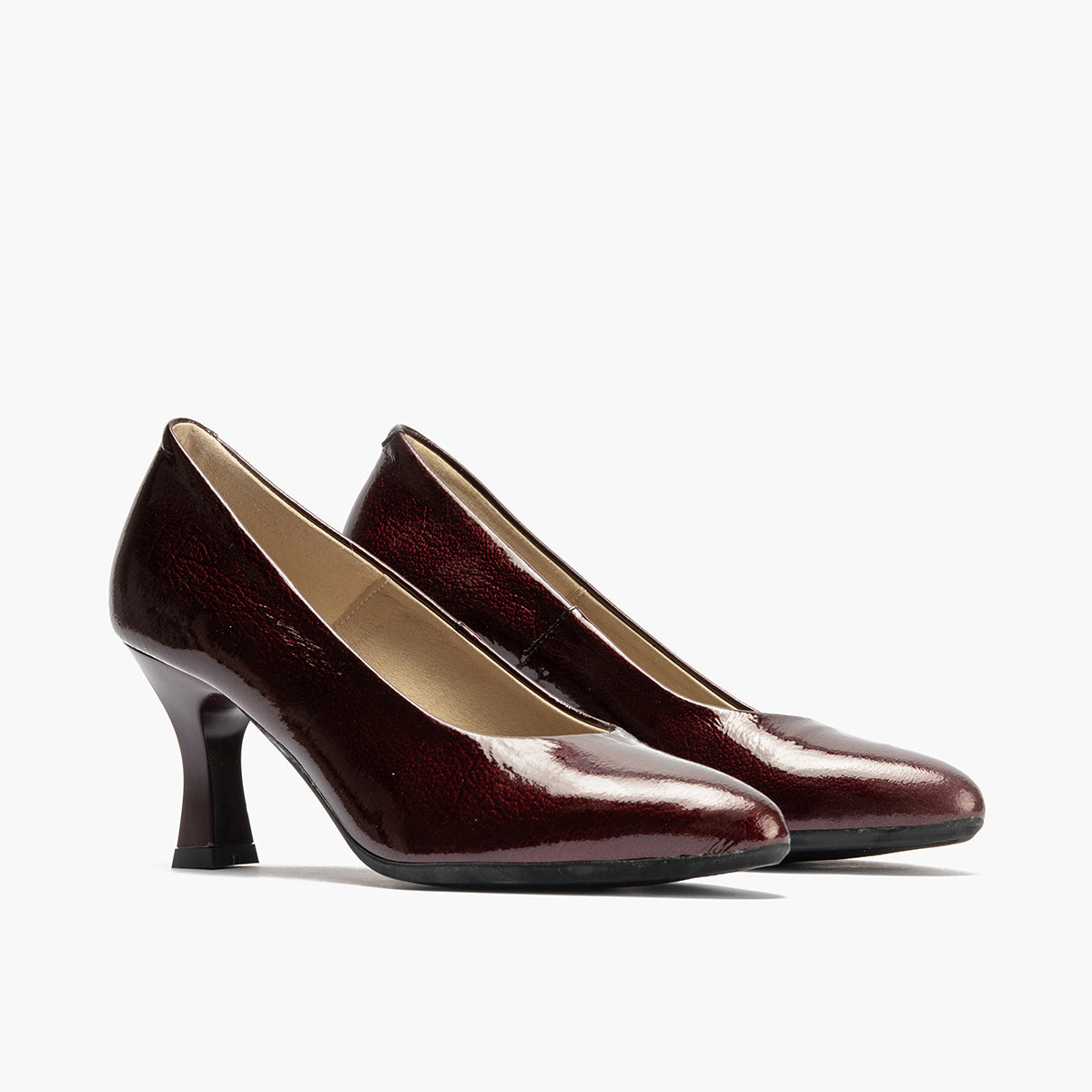 Zapato de Salón Mujer Stiletto Burdeos de Tacón Alto en Piel Charol