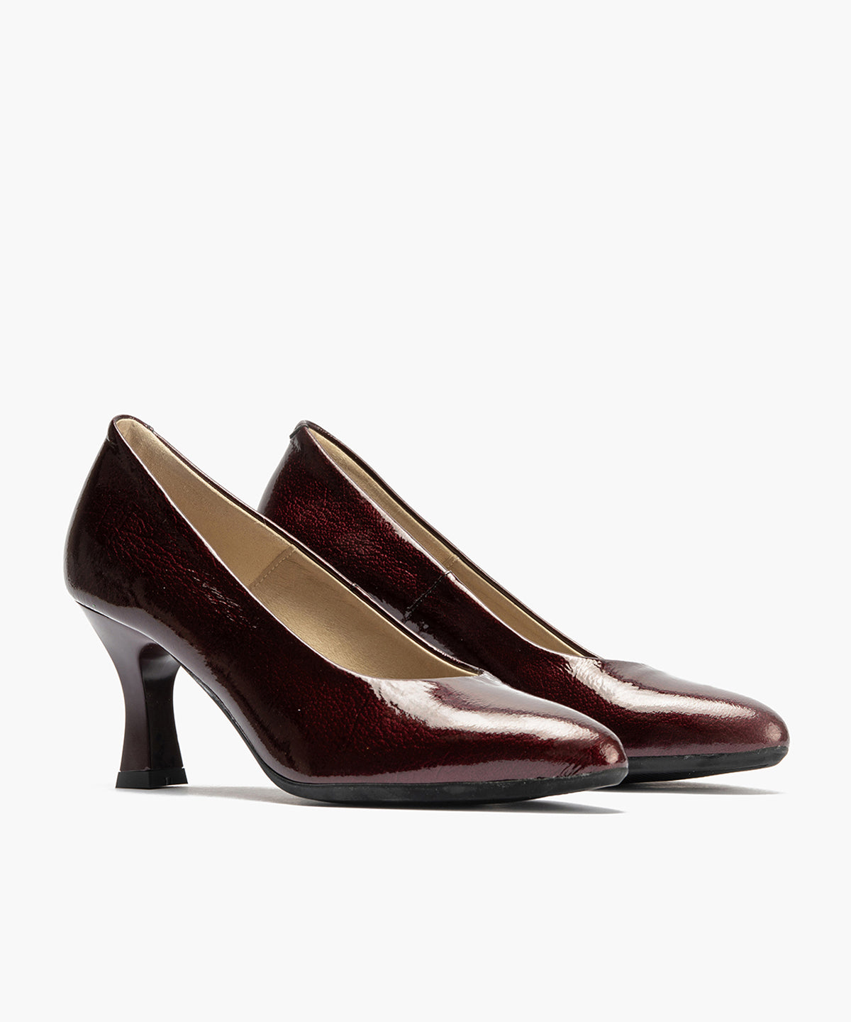 Zapato de Salón Mujer Stiletto Burdeos de Tacón Alto en Piel Charol