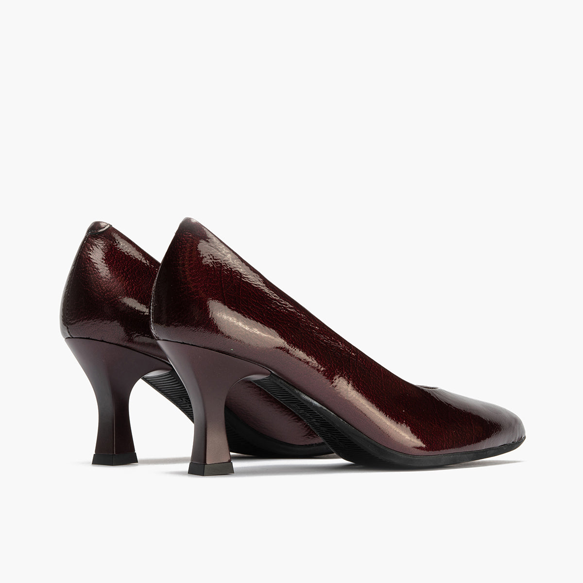 Zapato de Salón Mujer Stiletto Burdeos de Tacón Alto en Piel Charol