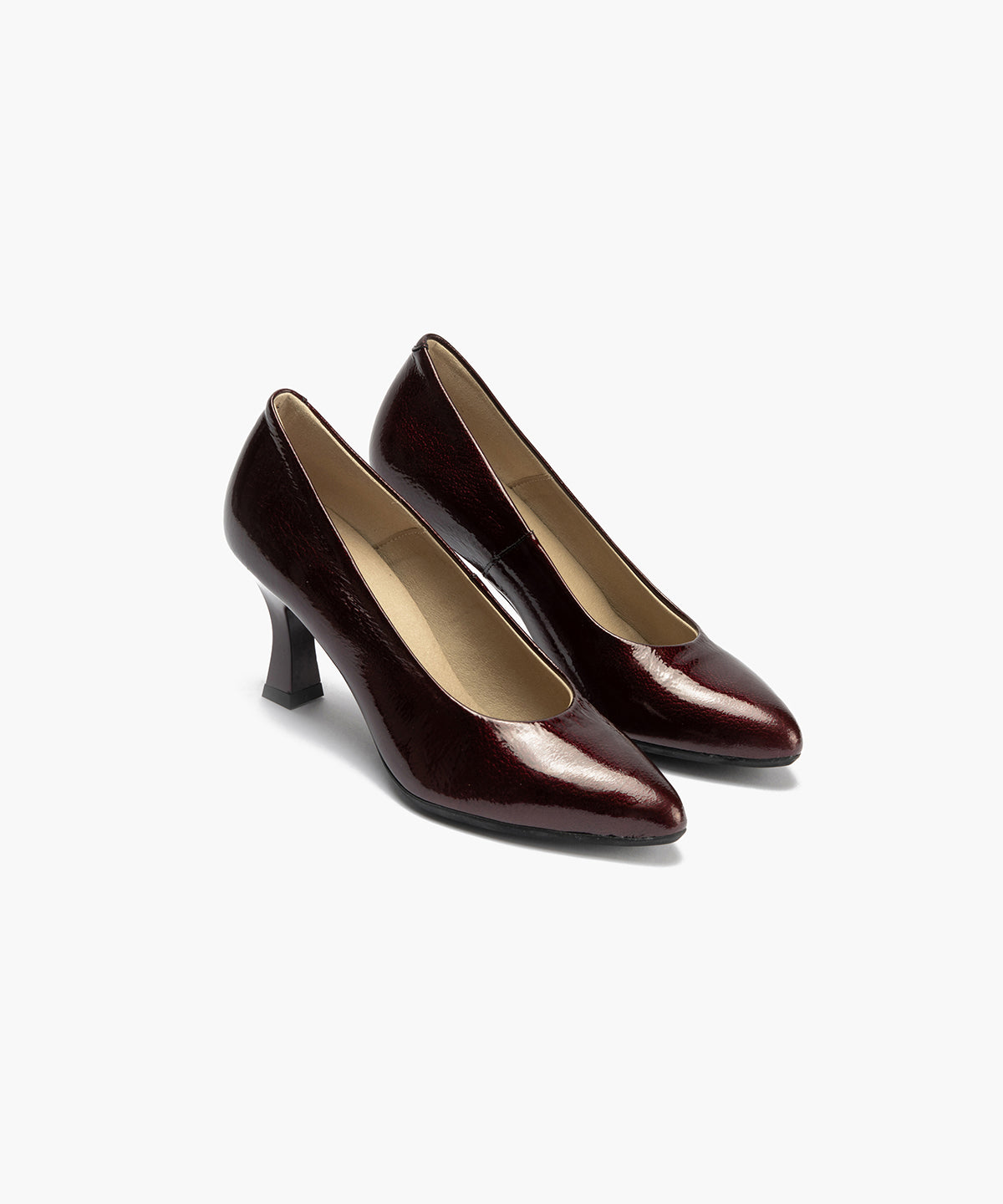 Zapato de Salón Mujer Stiletto Burdeos de Tacón Alto en Piel Charol