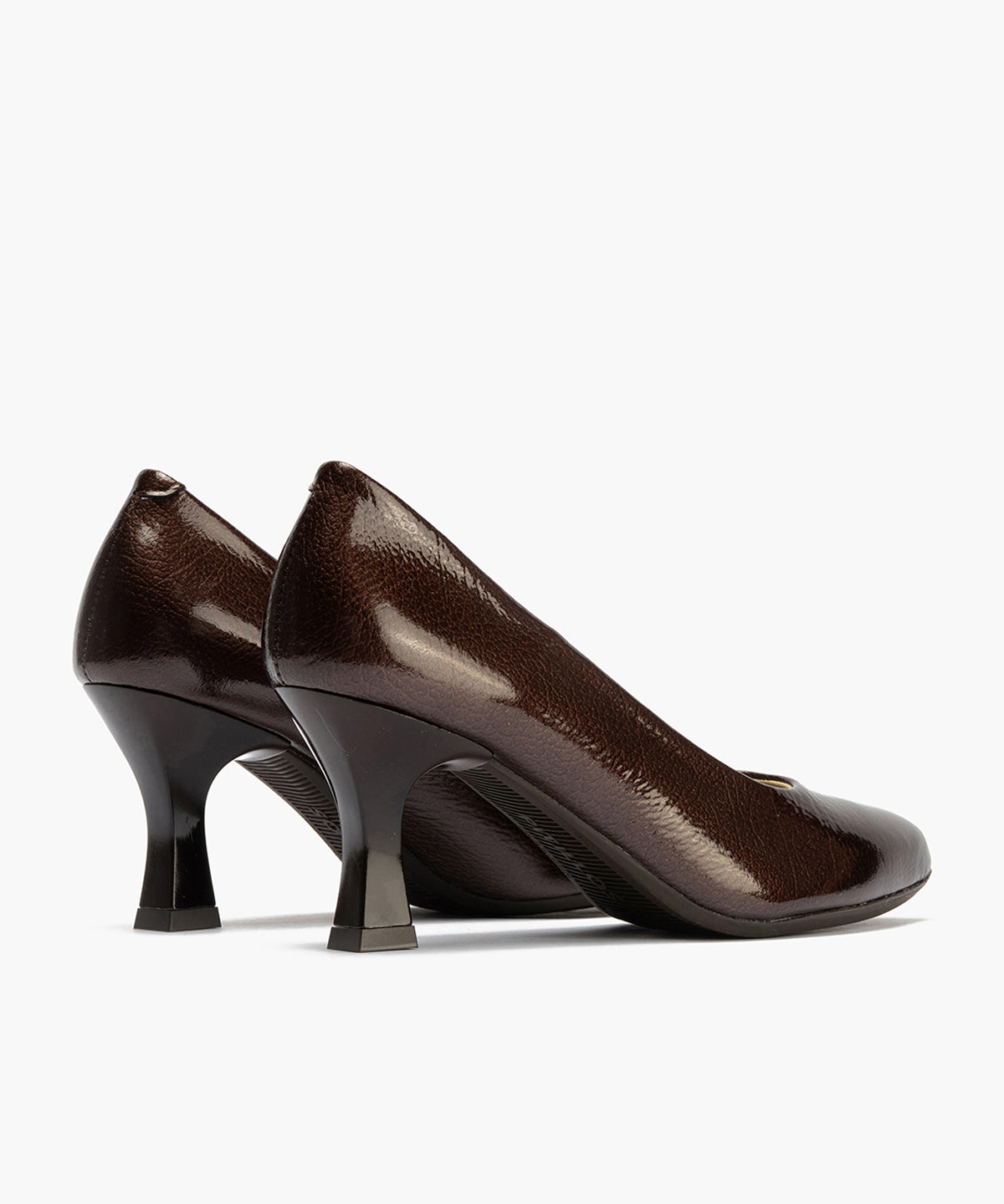 Zapato de Salón Mujer Stiletto Marron de Tacón Alto en Piel Charol