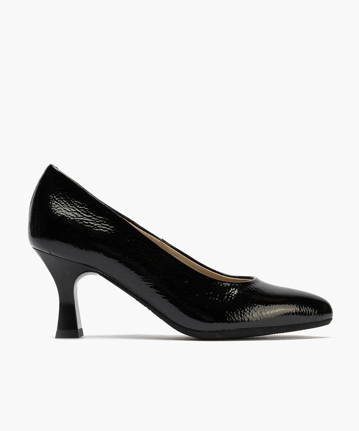 Zapato de Salón Mujer Stiletto Negro de Tacón Alto en Piel Charol