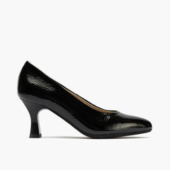 Zapato de Salón Mujer Stiletto Negro de Tacón Alto en Piel Charol