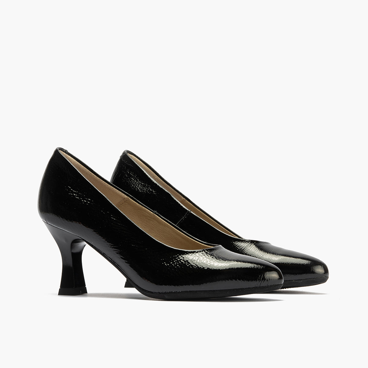 Zapato de Salón Mujer Stiletto Negro de Tacón Alto en Piel Charol