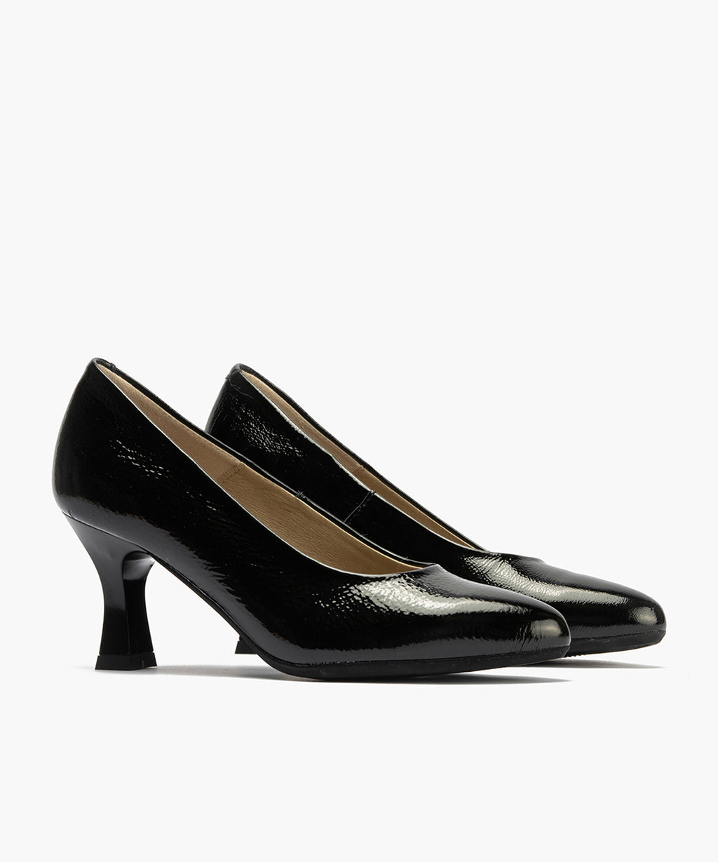 Zapato de Salón Mujer Stiletto Negro de Tacón Alto en Piel Charol