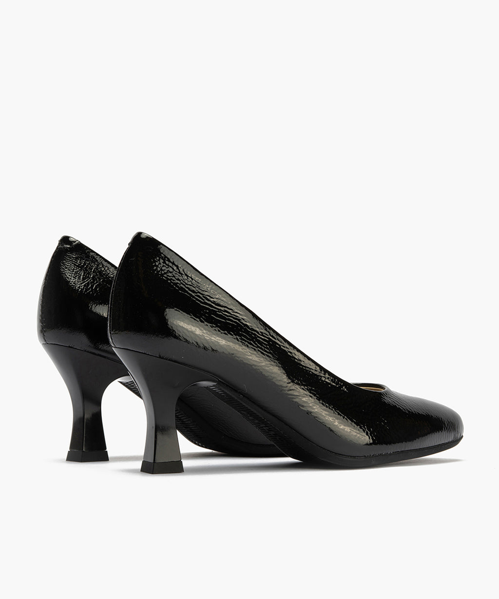 Zapato de Salón Mujer Stiletto Negro de Tacón Alto en Piel Charol
