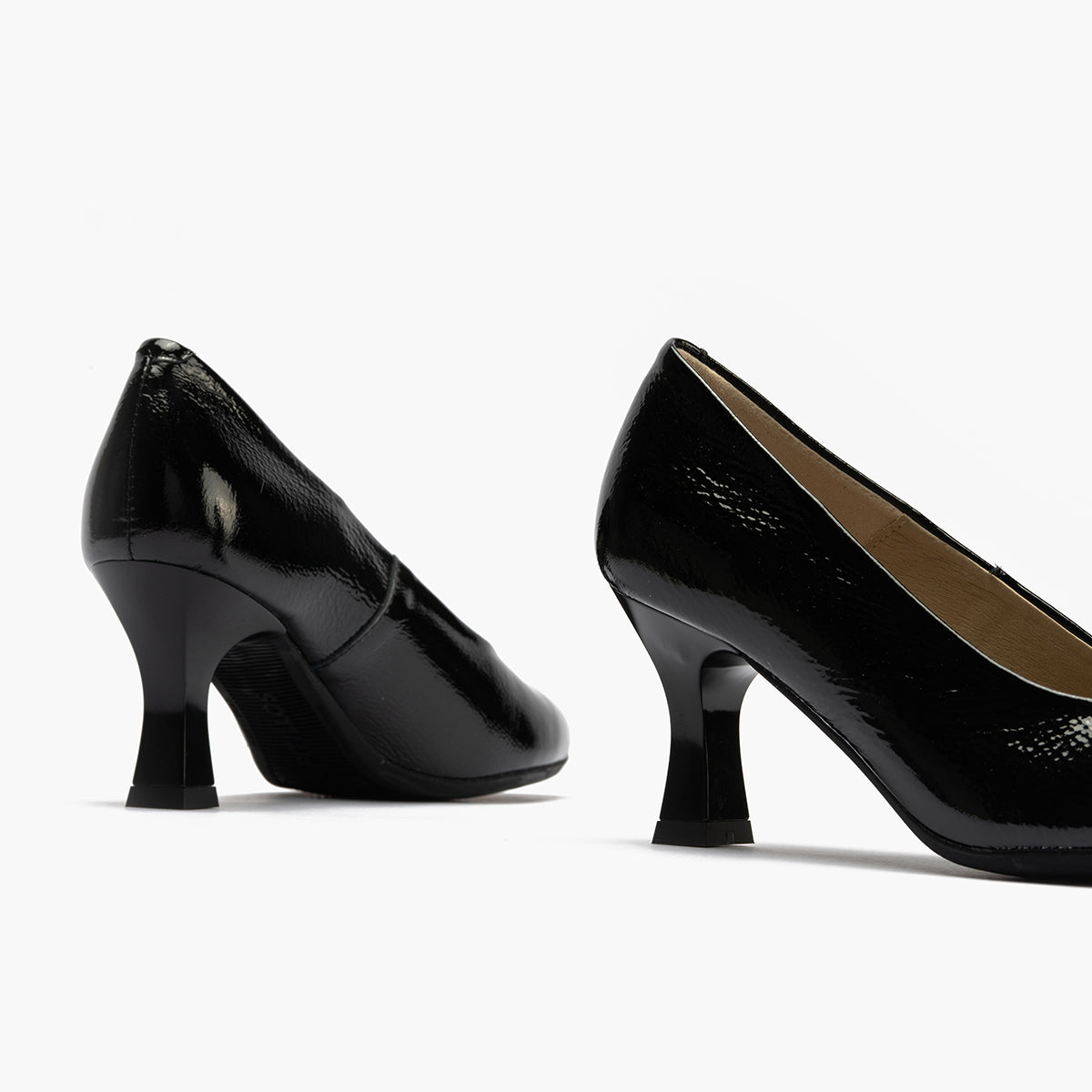 Zapato de Salón Mujer Stiletto Negro de Tacón Alto en Piel Charol