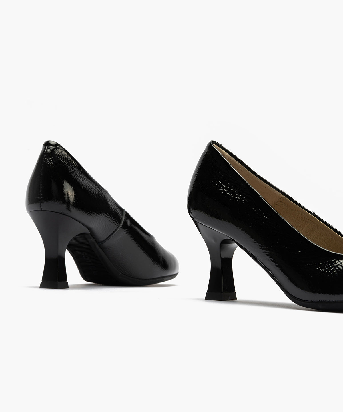 Zapato de Salón Mujer Stiletto Negro de Tacón Alto en Piel Charol
