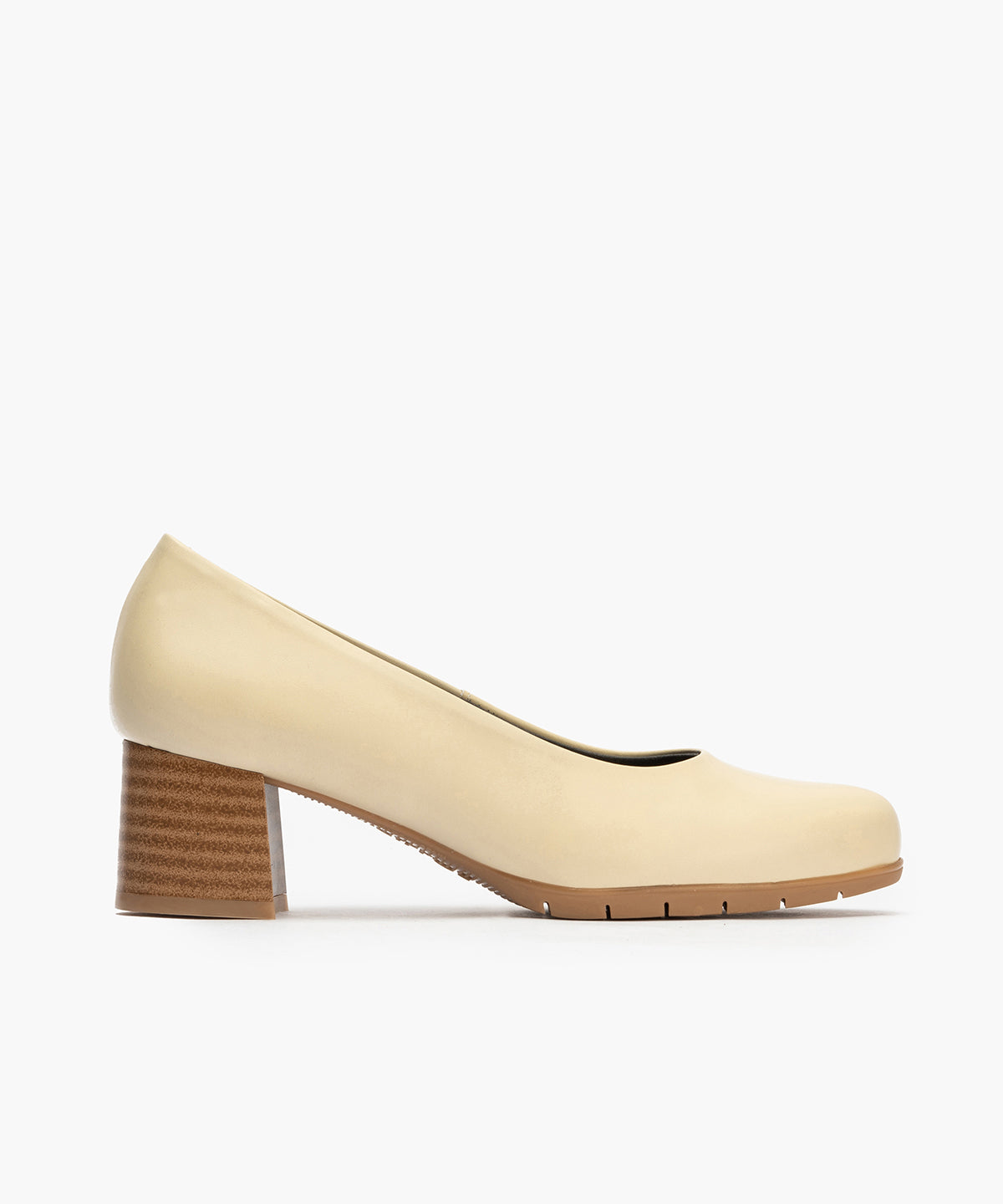 Zapato de Salón Mujer Tacón Medio con Tapas Beige