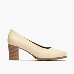 Zapato de Salón Mujer Tacón Alto con Tapas Beige