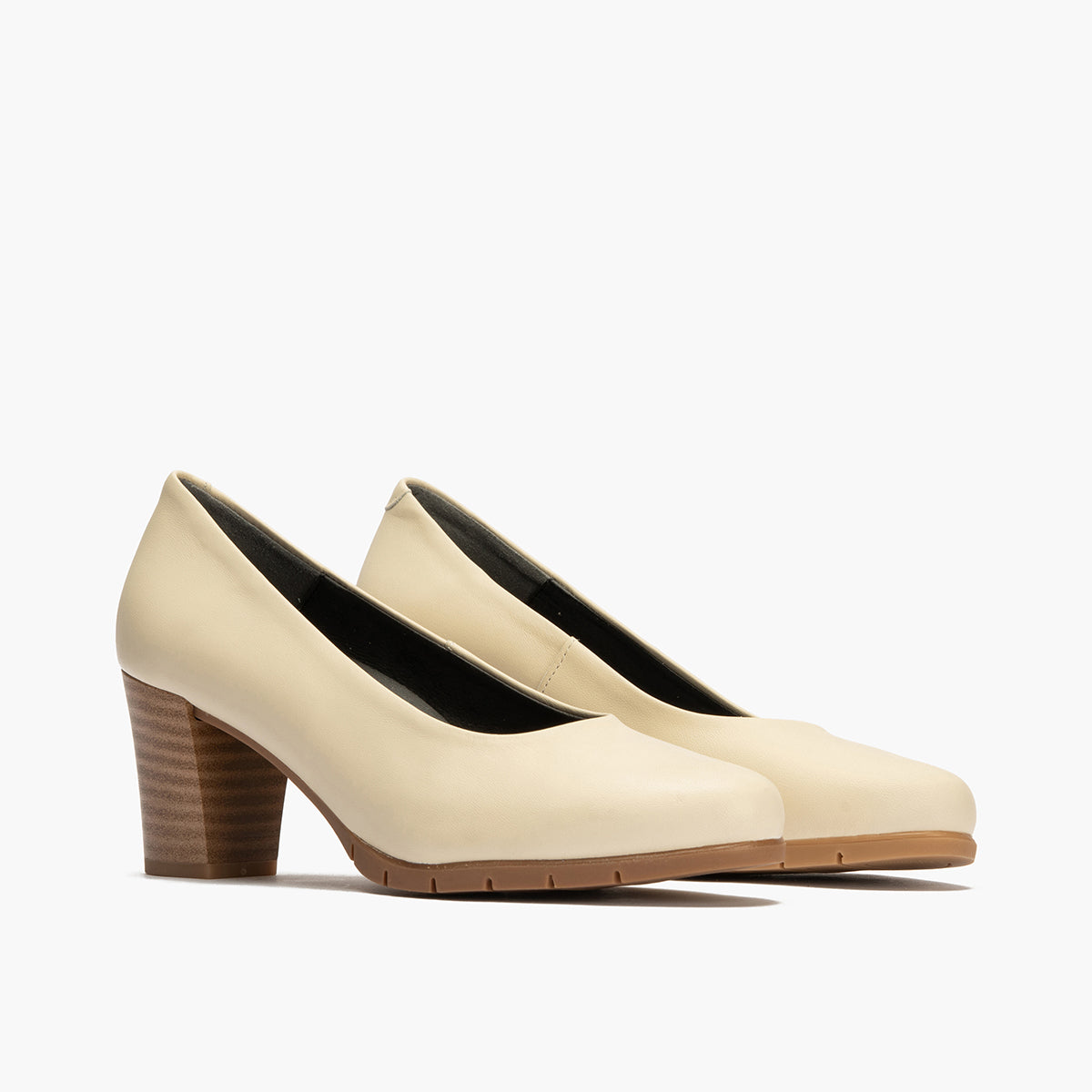 Zapato de Salón Mujer Tacón Alto con Tapas Beige