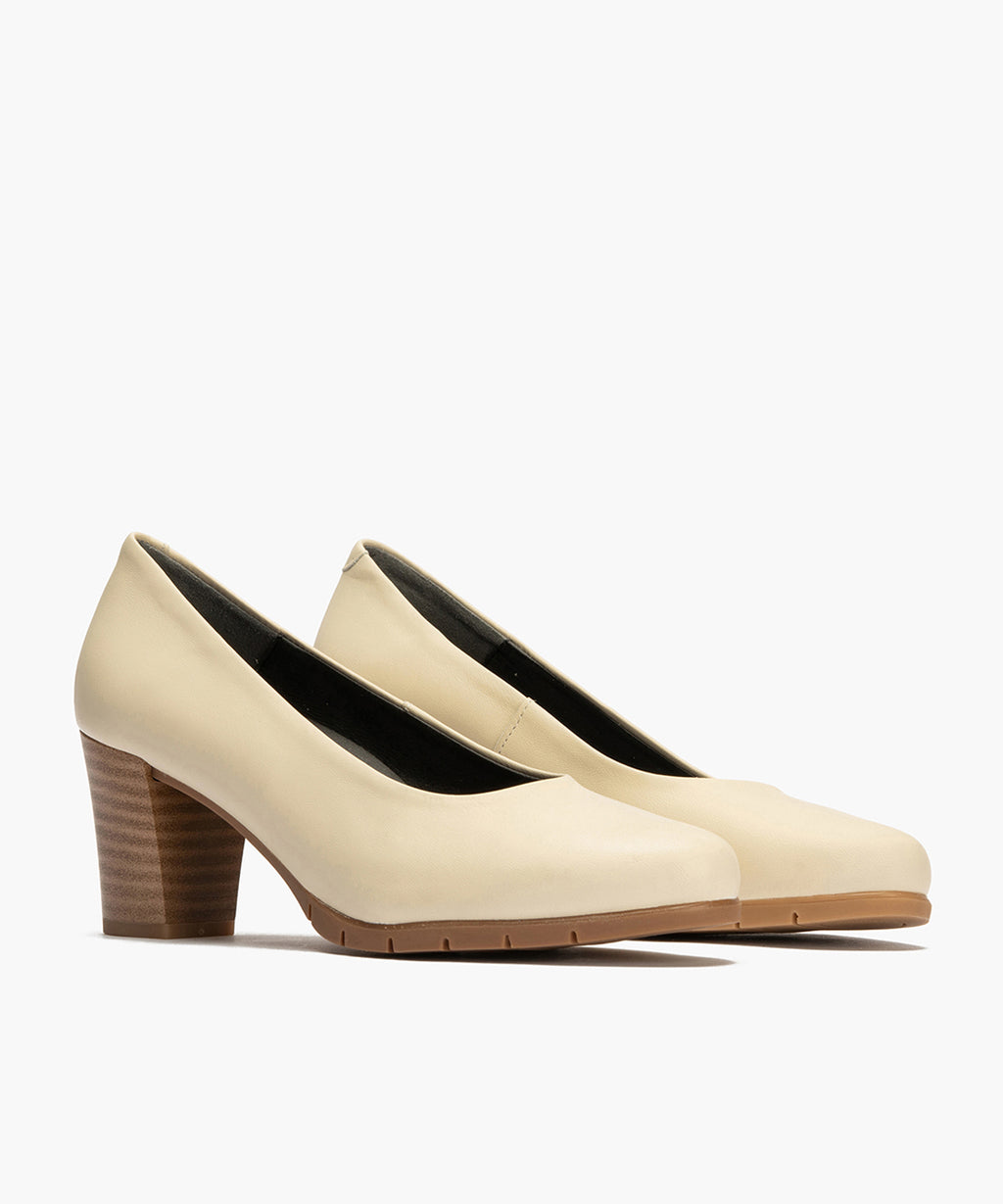 Zapato de Salón Mujer Tacón Alto con Tapas Beige