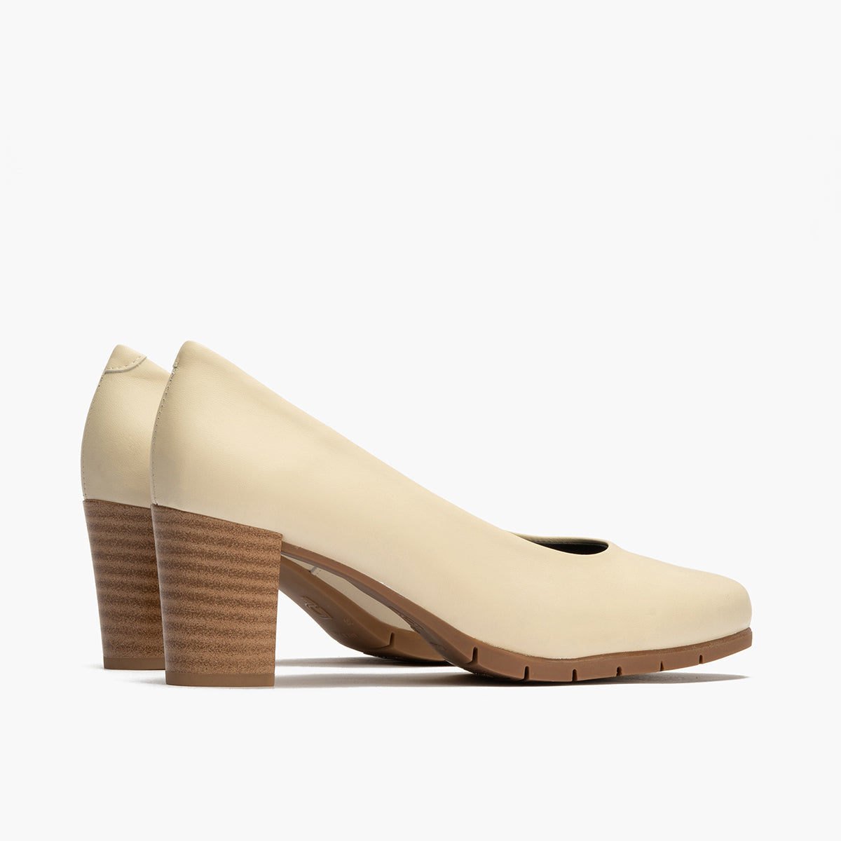 Zapato de Salón Mujer Tacón Alto con Tapas Beige