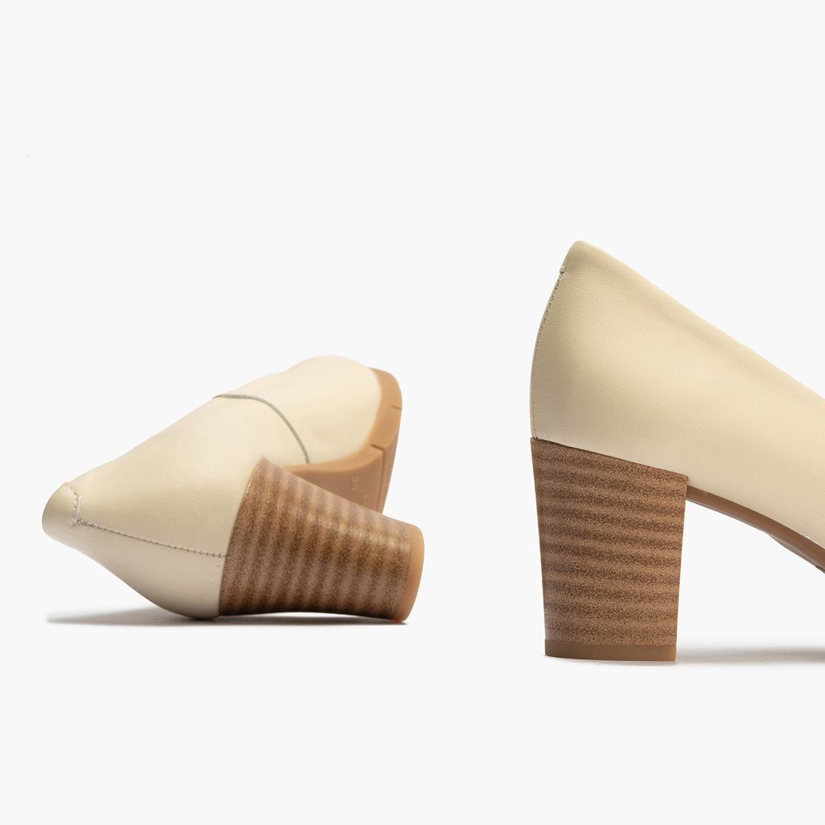 Zapato de Salón Mujer Tacón Alto con Tapas Beige