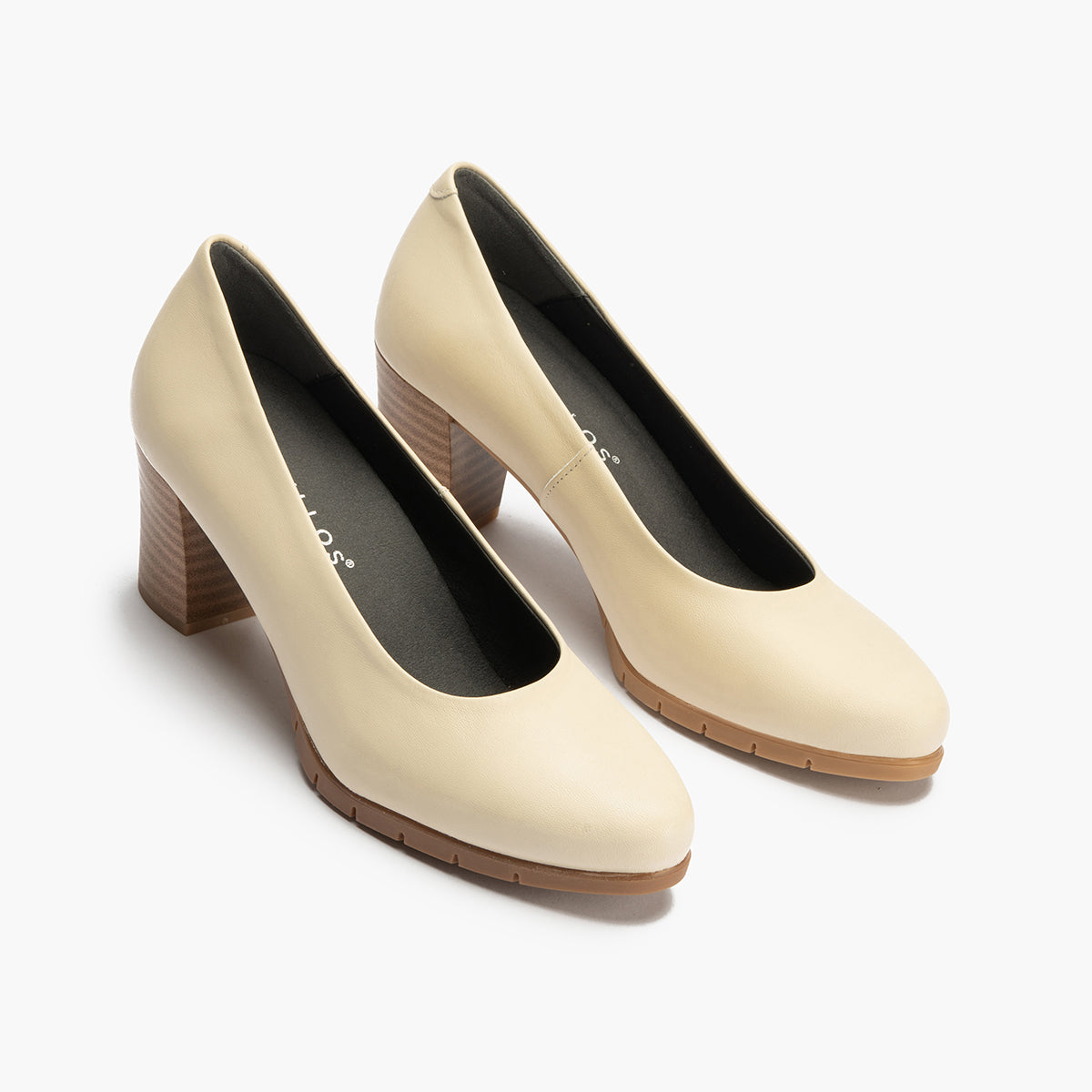 Zapato de Salón Mujer Tacón Alto con Tapas Beige