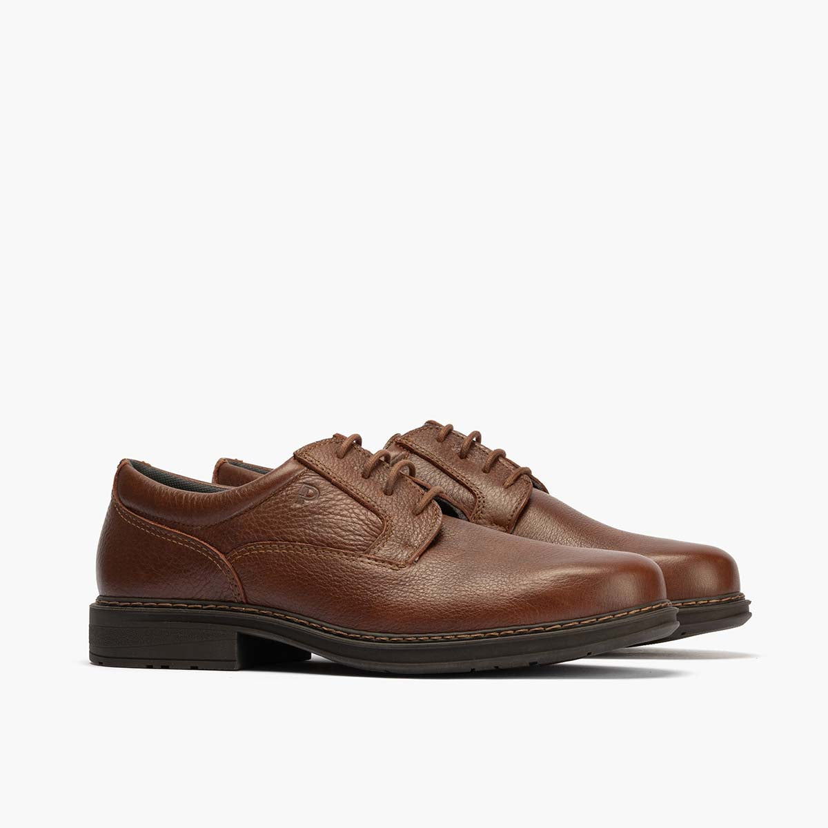 Zapato Blucher Hombre Piel Bombeada Brandy