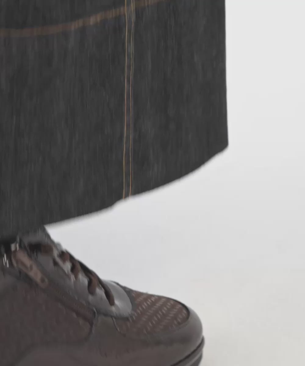 Deportivo con Cremallera combinado Charol con Lycra Marrón